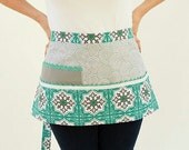 Retro Aqua and Gray Vendor Apron Waitress Style Craft Pouches and Pockets