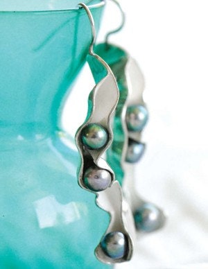 vegetal sterling silver and pearls Earrings