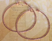 Large Round Rose Gold Hoop Earrings - 14K Rose Gold Filled Hammered Hoops - Made to Order