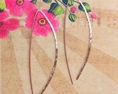 Rose Gold Bow Open Hoops - 3 Inch Long Arc Wishbone Hammered Hoop Earrings - Made to Order