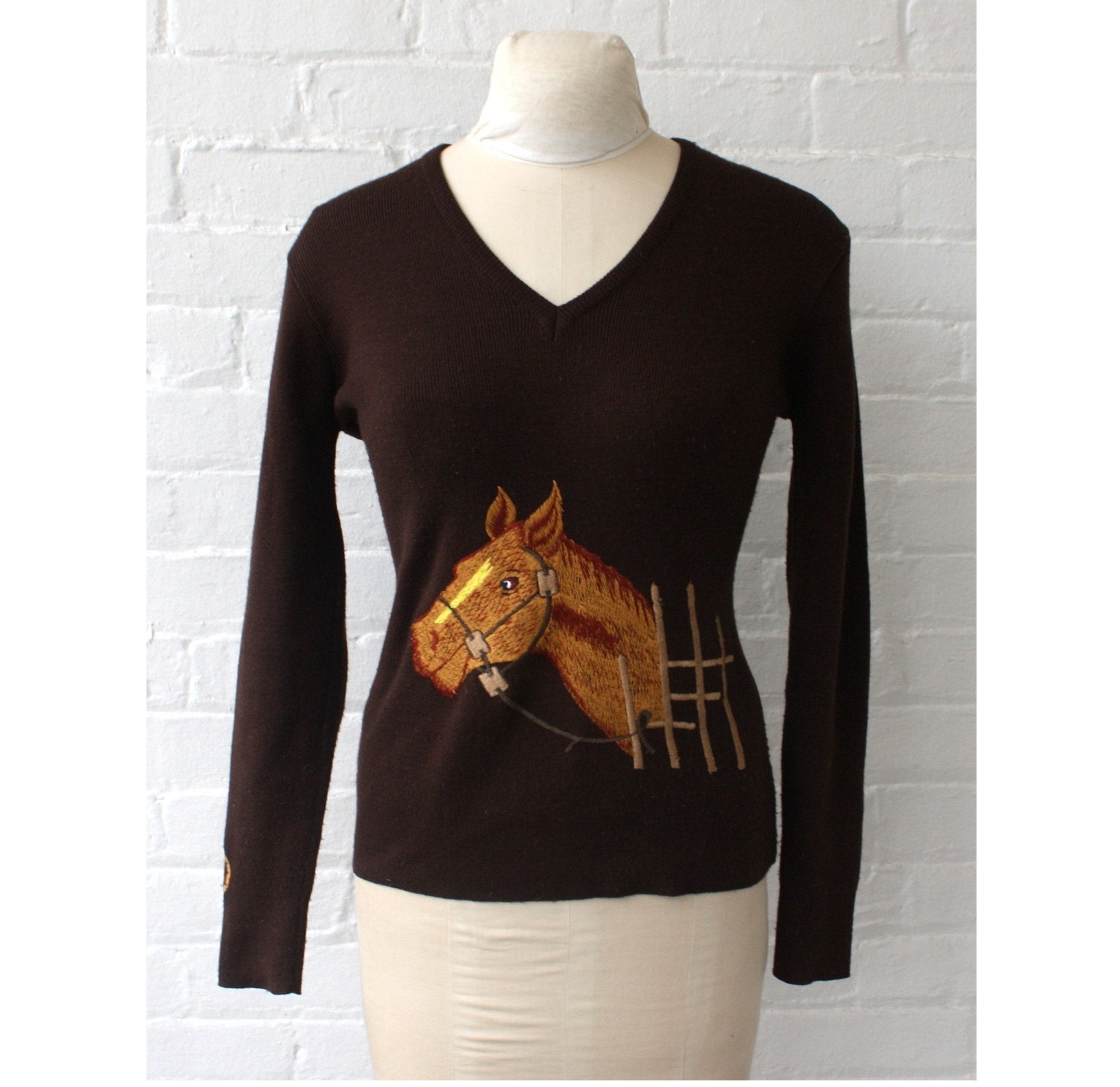 1970s Embroidered Horse Sweater