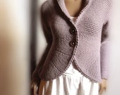 Womens Hand Knit Sweater Jacket Purple Grey Wool Sweater Cardigan Many Colors Available SUMMER SALE PRICE