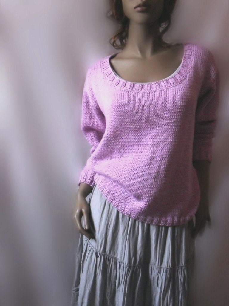 Womens Hand Knit Loose Fit Merino Wool Sweater Many colors available