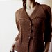 Chocolate- Brown Jacket 3/4 Sleeves in Cotton or Wool- Shawl collar by Pilland