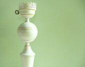 Vintage White Metal Lamp With Perforated Top Ball Orb and Urn Shape