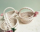 Vintage Italian Porcelain Baskets  Capodimonte Style Handmade in Italy Trio Set of Three