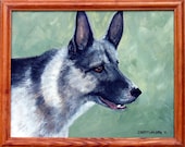 German Shepherd Dog Painting Framed Original Acrylic on Canvas 11x14"