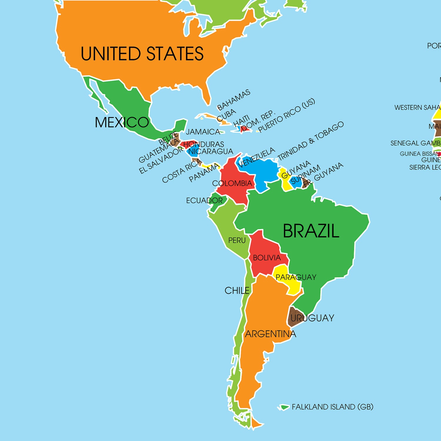 World Map ART PRINT (Yellow Green, Peppery, Java, Overjoy etc.) (various sizes available - 11x14 - 20x30 inches)