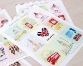 L'apres-midi LONDON cartoon Postage Stamps scrapbooking stickers
