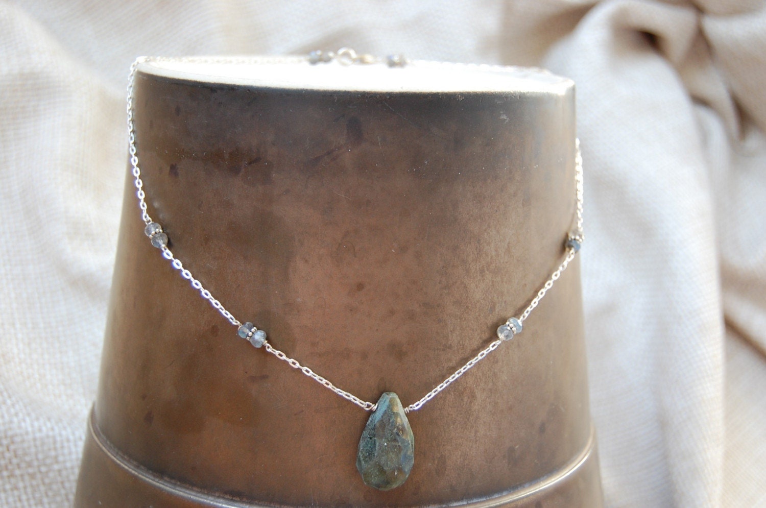 labradorite and bali bead necklace