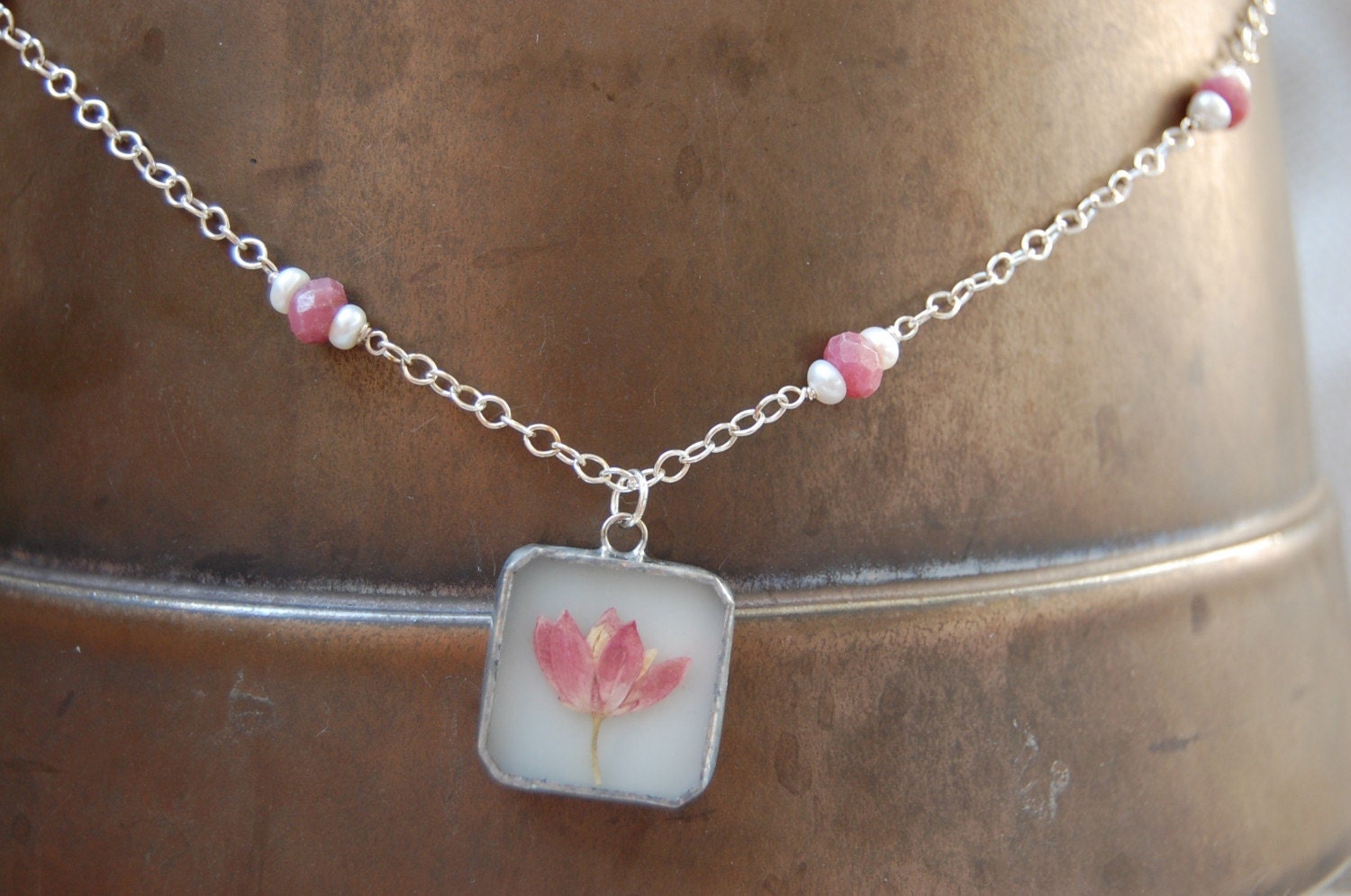 pressed flower necklace