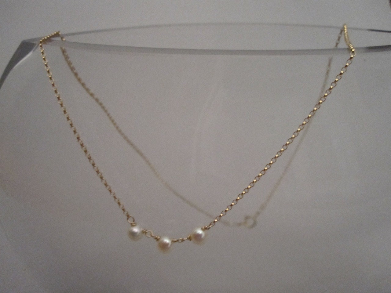 simple gold filled button pearl necklace