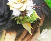 wedding accessories, natural pine cone flower hair comb, woodland wedding