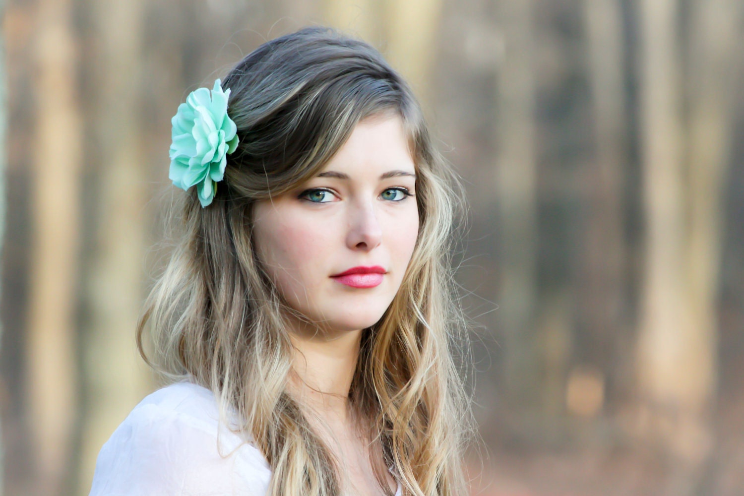 seafoam flower hair clip, mint green hair clip, something blue wedding, bridesmaid hair clip