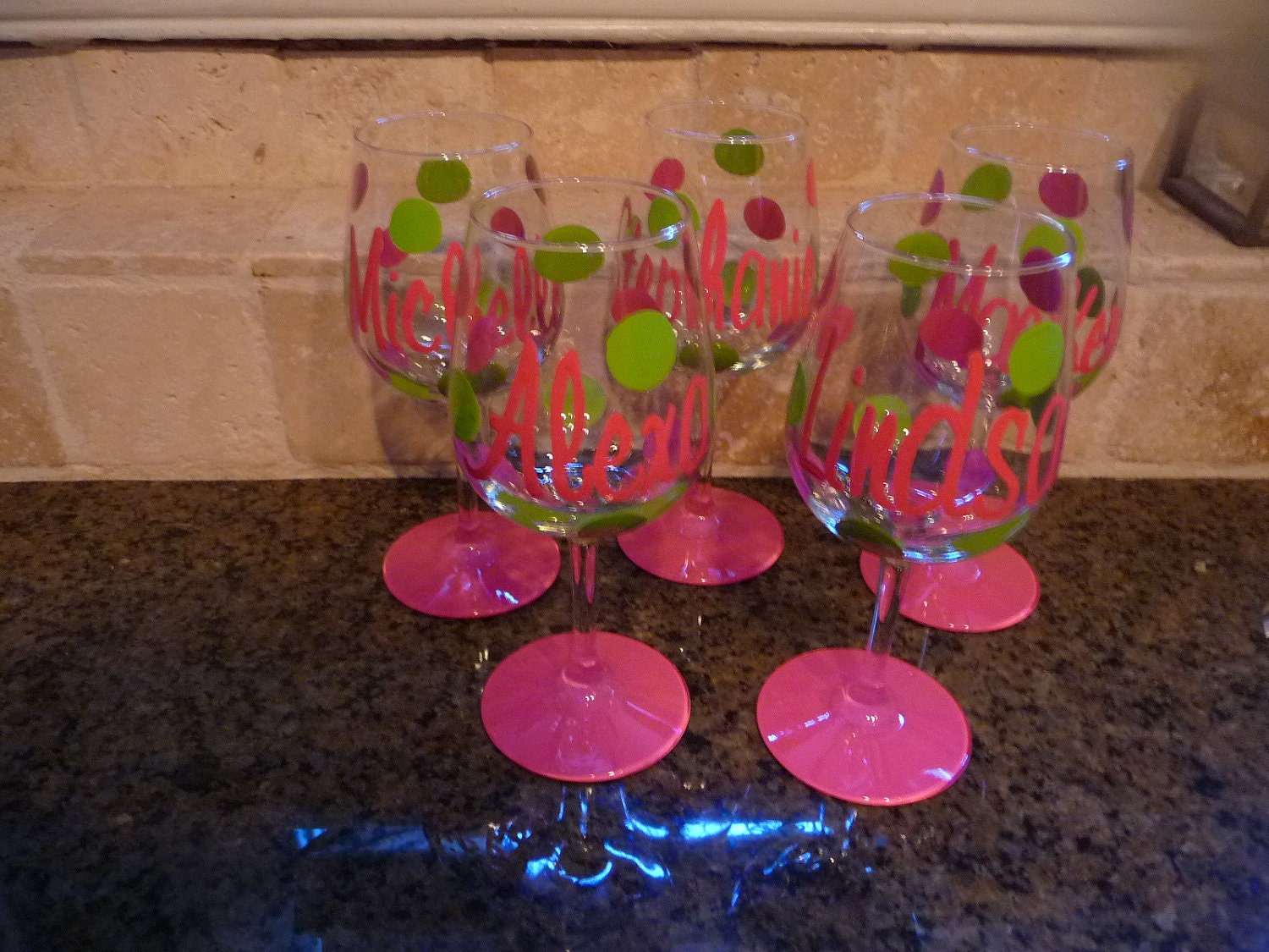 Handpainted and Personalized Wine Glasses, Pilsner glasses, Martini etc glasses for Wedding Party Etc. Etc.