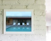 Summer Swim Pool  Mid Century Modern Architectural Landscape 11x14 OR 10x10