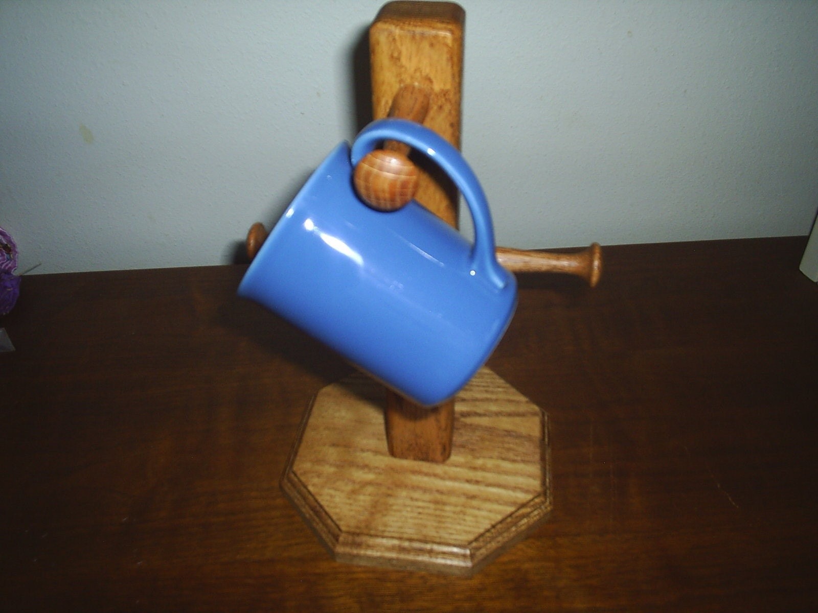 Wood Oak Mug Rack Holder HandMade 4 cup