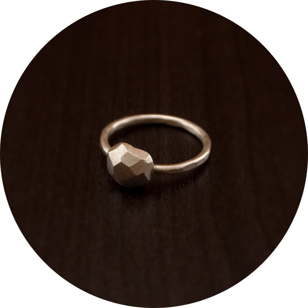 Silver Cavedweller Rock Ring // Engagement Sterling Band Faceted Metalwork