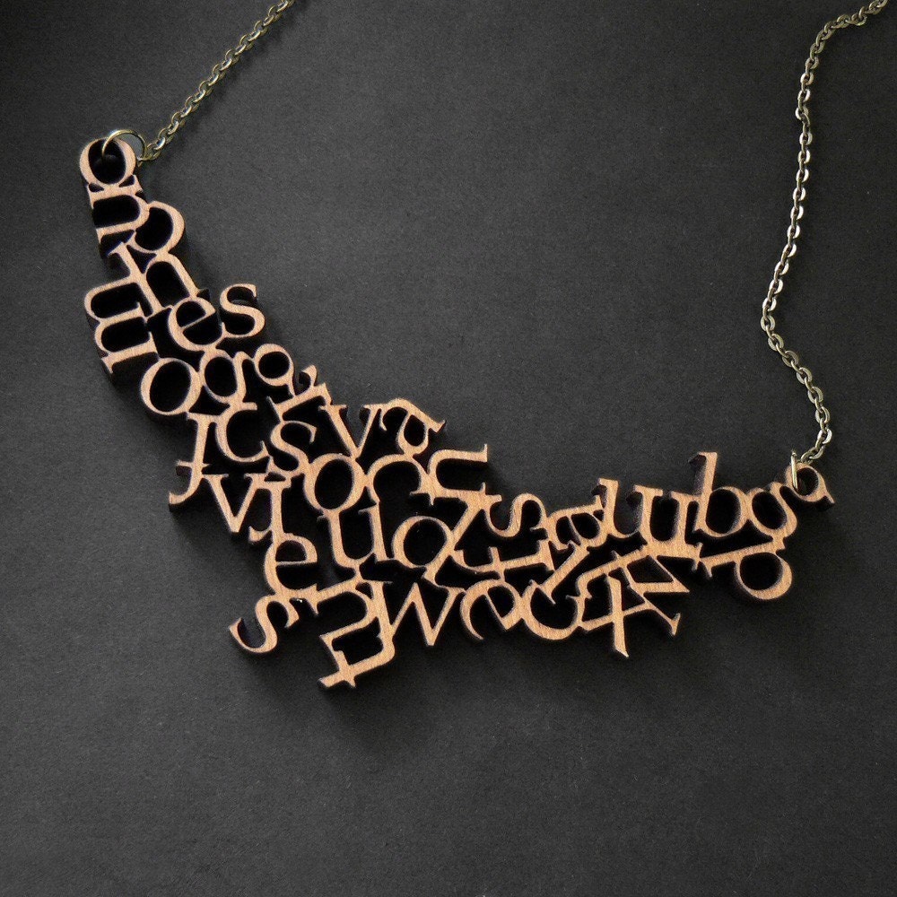 Modern Wooden Alphabet Necklace