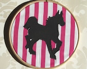 Horse Silhouette Pink Candy Stripe Applique Wall Decor