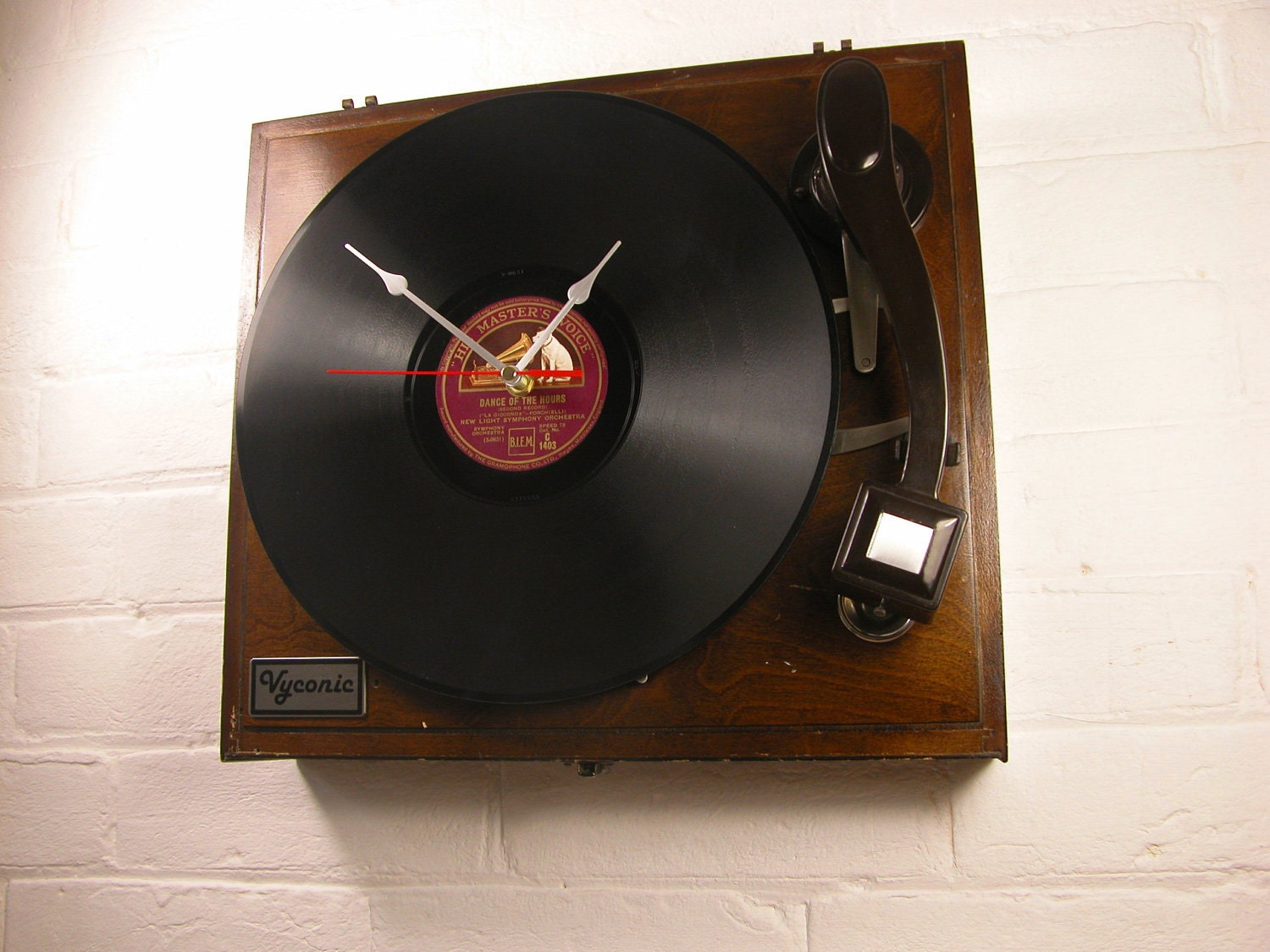 Personalised Vintage HMV Wooden Record player Clock