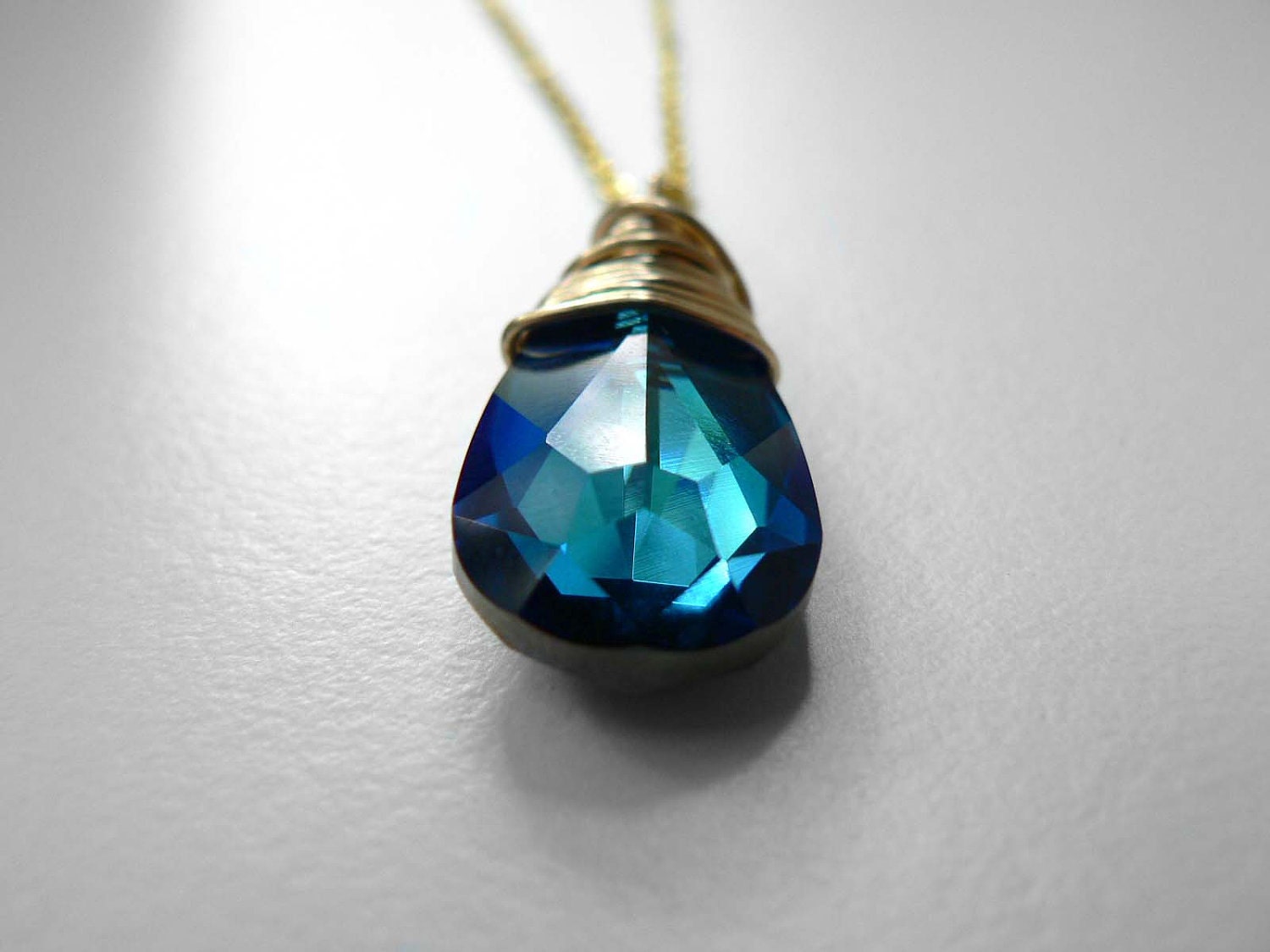 Swarovski Necklace Pendant (wire-wrapped, in silver or gold)