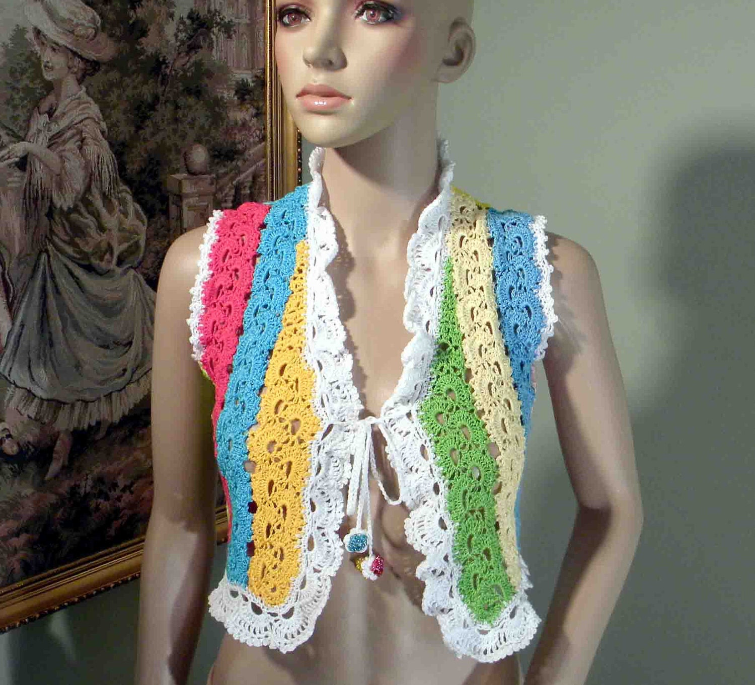 Sale - ARTSY VEST/BOLERO -  Spring/Summer 2013, Chic & Flirty, Eco Friendly Organic, Top Quality Mercerized Cotton