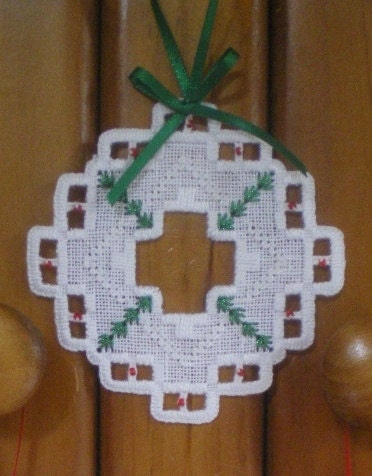Hardanger Holiday Ornament  -   "Wreath"