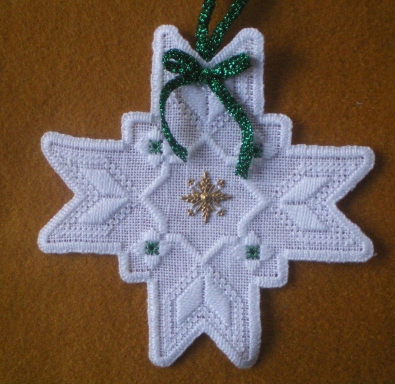 Hardanger Holiday Ornament  -   " 8 Point Star"