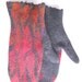 Felted wool mittens gray red pink orange--- Handmade to Order