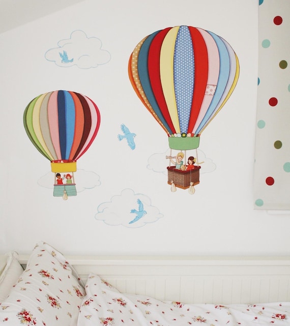 Hot Air Balloons, Fabric (not vinyl) Wall Decals - Small, by Belle and Boo