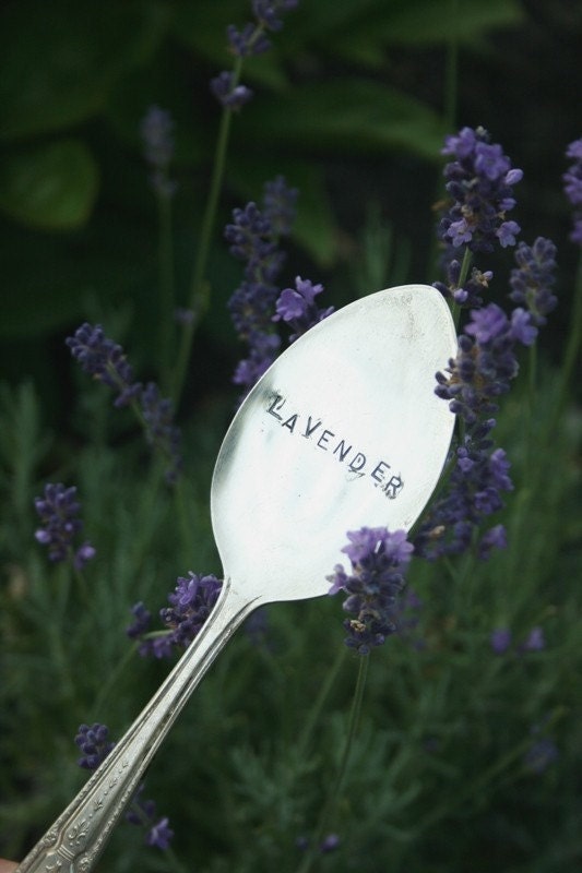 Vintage Silverware Garden Marker Lavender silver plated flatware Garden Marker flower markers