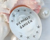 Mermaid and Starfish Silverware garden marker sign recycled vintage silver plate flatware