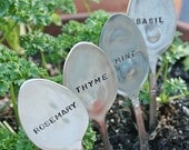 Basil Mint Rosemary Thyme silverware garden marker set silver plated  flatware