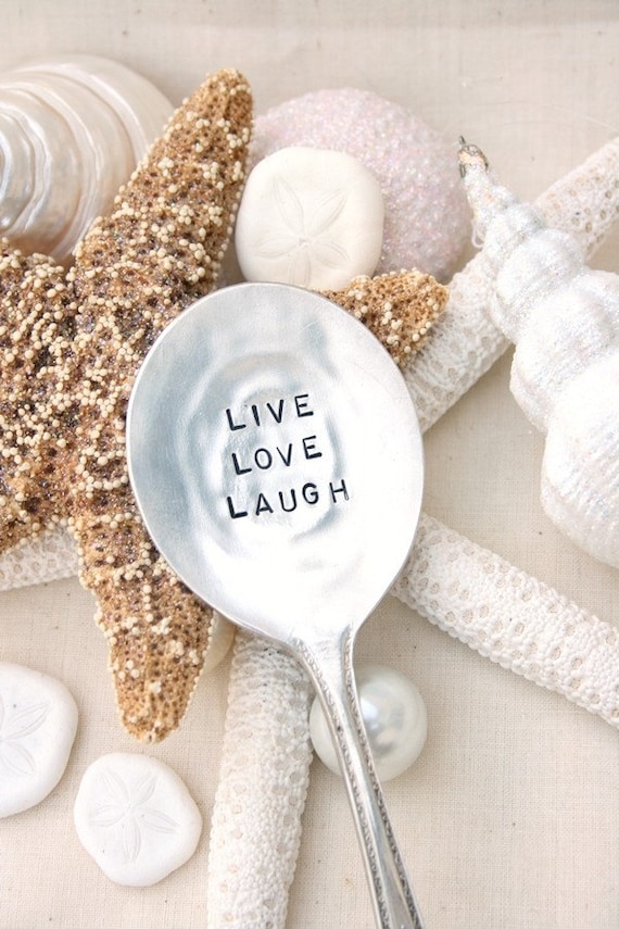 Vintage silverware garden marker live love laugh silver plated flatware inspirational