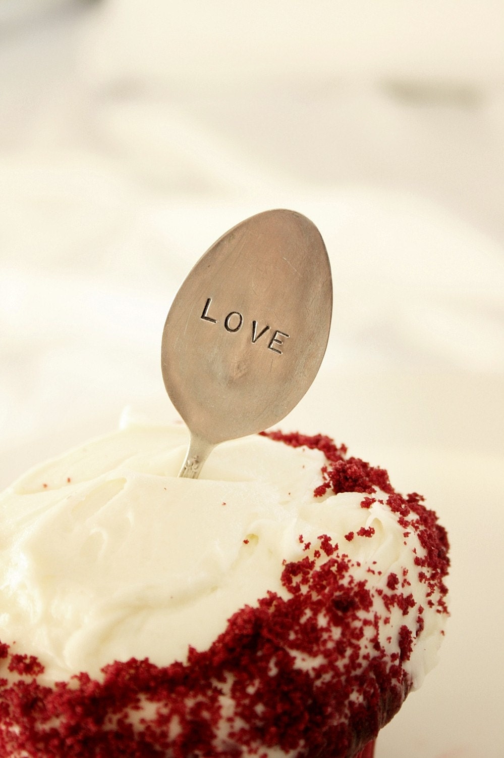 Vintage silverware LOVE cupcake topper recycled silver plated flatware  beachhouseliving on etsy