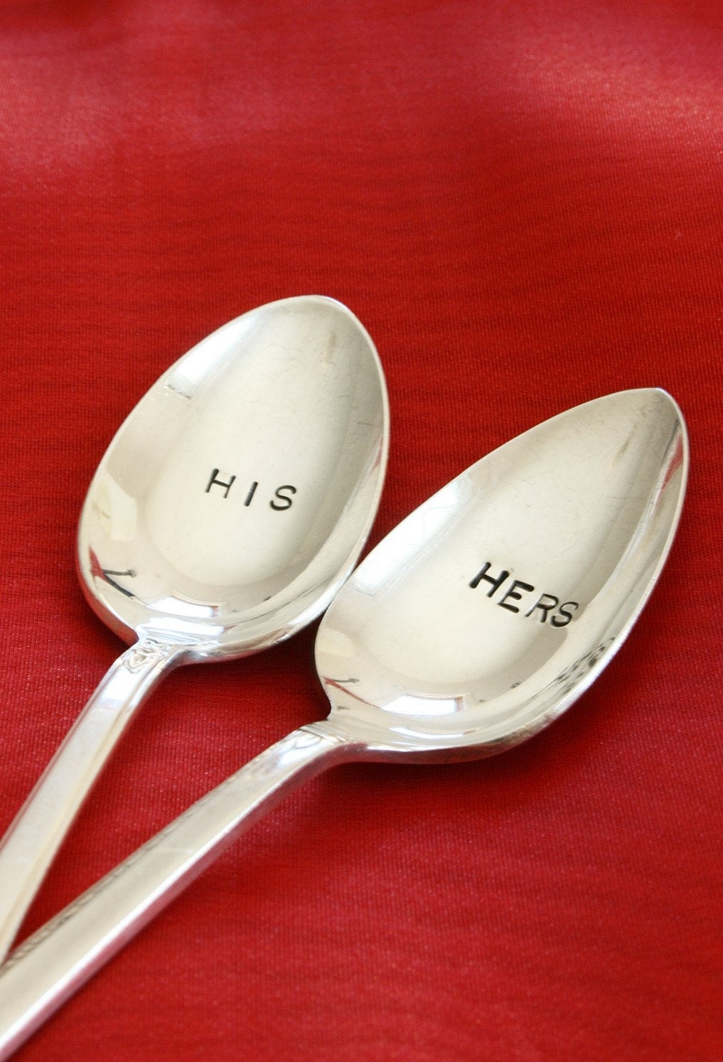Vintage  his and hers spoons silver plated flatware valentines day