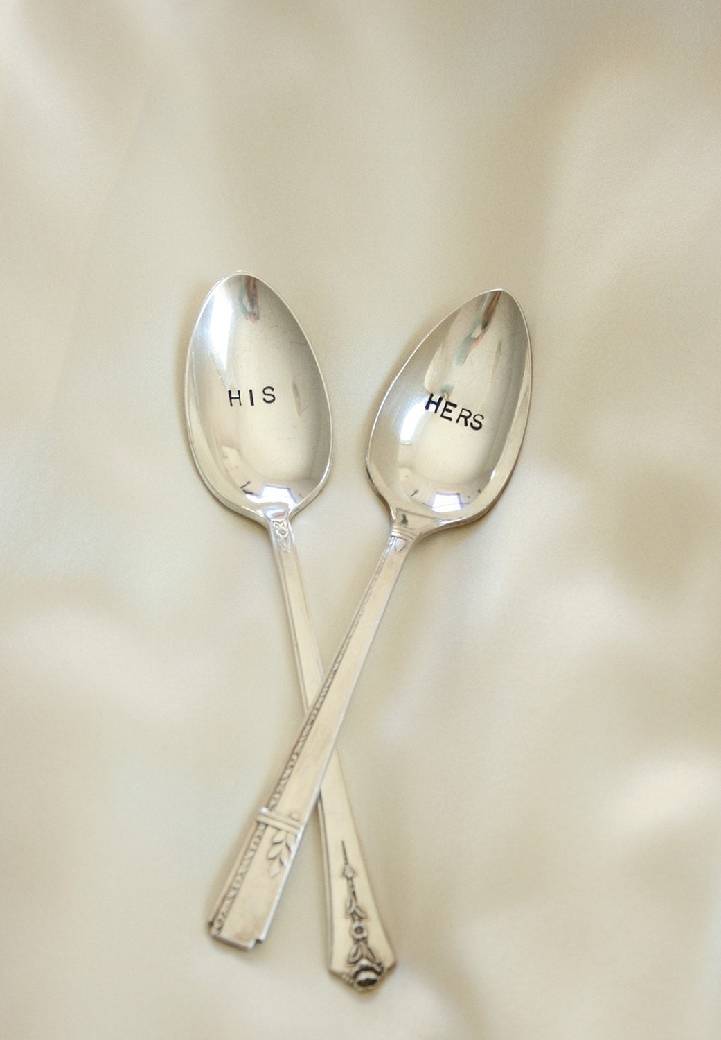 Vintage  his and hers spoons silver plated flatware valentines day