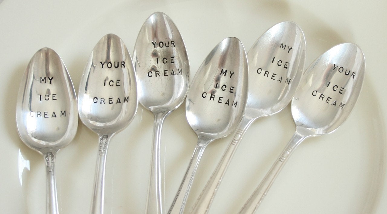 Vintage my ice cream your ice cream silver plated spoon set  recycled  flatware  beachhouseliving  on etsy