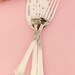 Mr. Mrs. Fork Set Just Married Cake Server Wedding Forks Hand Stamped Silver Plate Floral Fluted Pattern