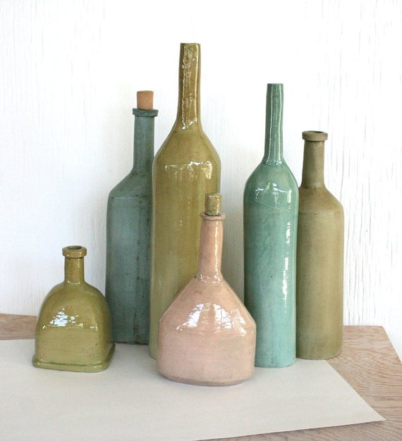 Still life of six bottle forms