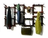 Thru-block WOODEN COAT RACK - 23 piece  stacked fiels pattern