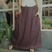 You May Love... A-Shaped Dark Brownish Purple Double Gauze Cotton Skirt With Colorful Hand Stitched At Bottom Hem