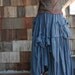 Take Me To Your Heart ... Steampunk Short Front/ Long back Tiered Blue Cotton Skirt With 2 Roomy Pockets