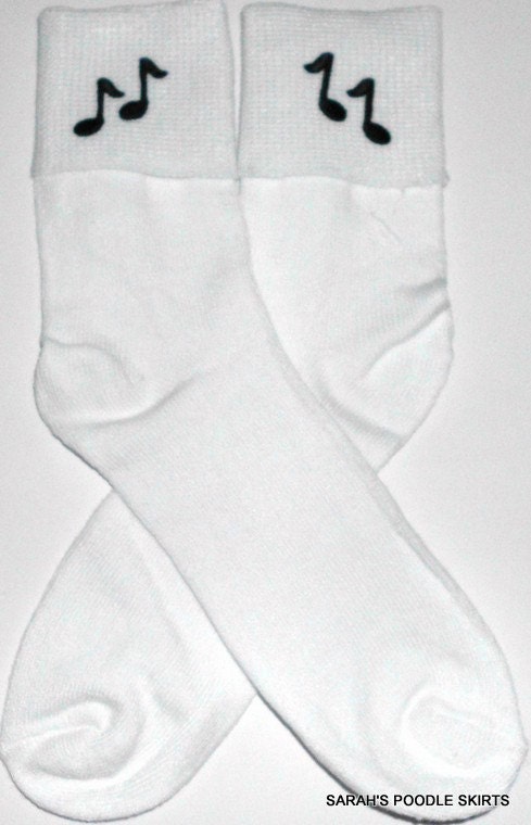 New Double Music Note Socks Girls Size Large Perfect Accessory for your Poodle Skirt