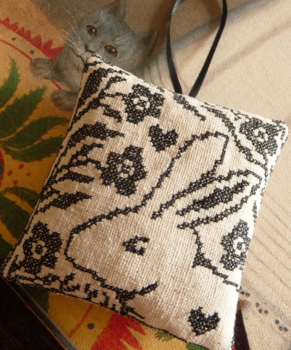 One Blackwork Rabbit Ornament