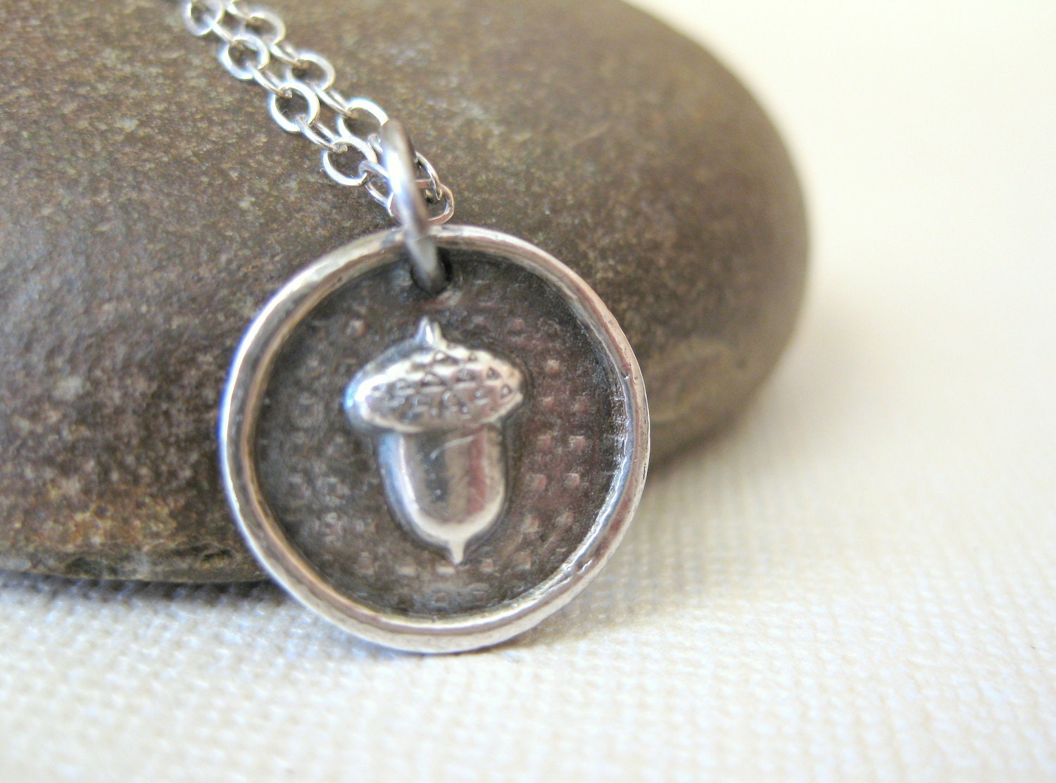 Sterling Silver Acorn Tree of Life and Possibility charm necklace handmade