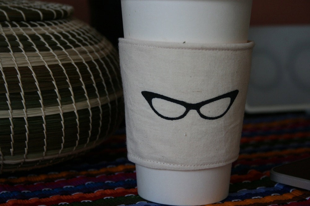 Cat eye glasses cup cozy