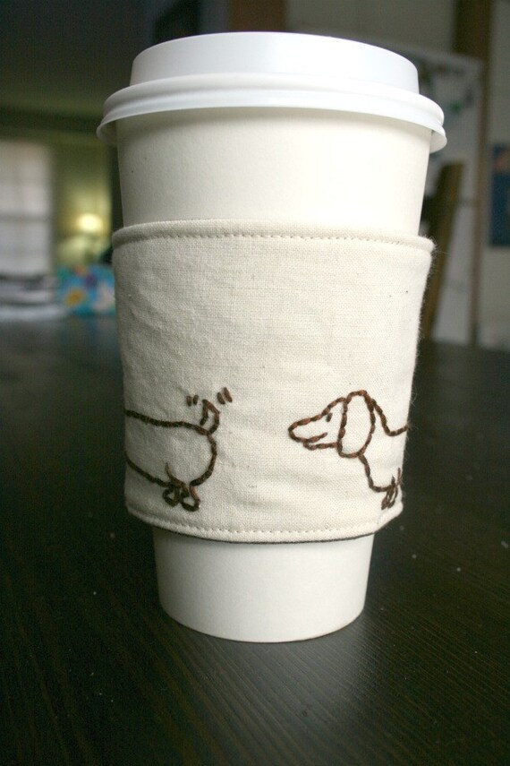 Frankie the wiener dog cup cozy