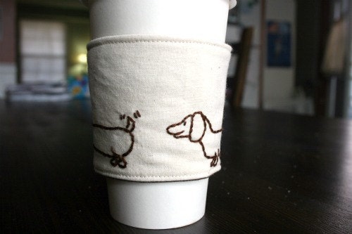 Frankie the wiener dog cup cozy
